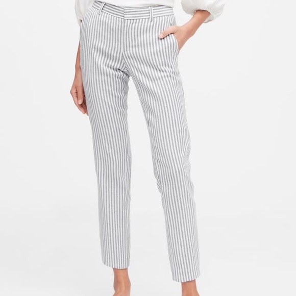 white pinstripe pants